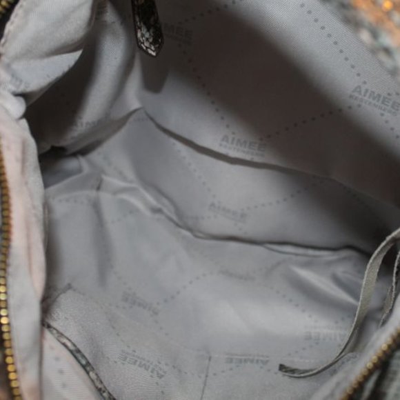 AIMEE KESTENBERG PYTHON LARGE LEATHER HOBO BAG! Black/Aqua/Ivory - Picture 6 of 8